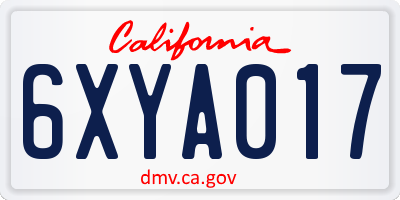 CA license plate 6XYA017