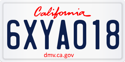 CA license plate 6XYA018