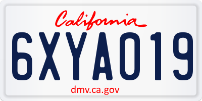CA license plate 6XYA019