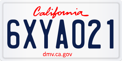 CA license plate 6XYA021