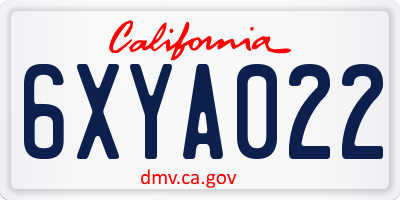 CA license plate 6XYA022