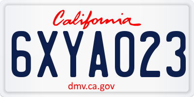 CA license plate 6XYA023