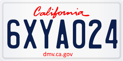 CA license plate 6XYA024