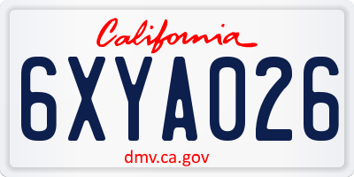 CA license plate 6XYA026