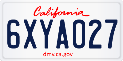 CA license plate 6XYA027
