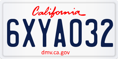 CA license plate 6XYA032