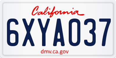 CA license plate 6XYA037