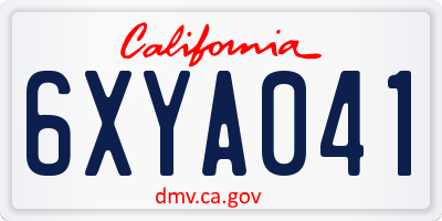 CA license plate 6XYA041