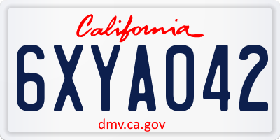 CA license plate 6XYA042