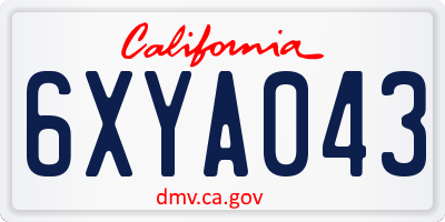 CA license plate 6XYA043