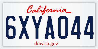 CA license plate 6XYA044