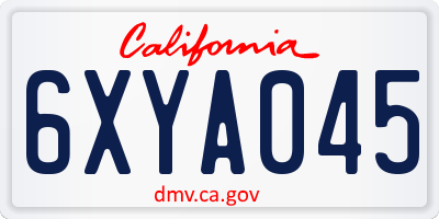 CA license plate 6XYA045