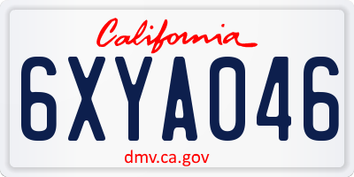 CA license plate 6XYA046