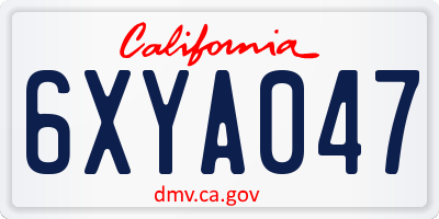 CA license plate 6XYA047