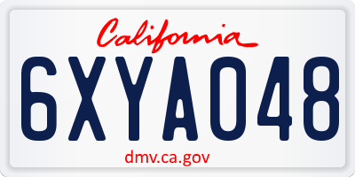 CA license plate 6XYA048