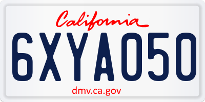 CA license plate 6XYA050