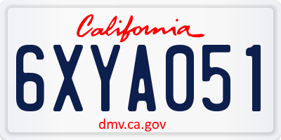 CA license plate 6XYA051