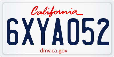 CA license plate 6XYA052