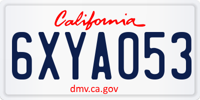 CA license plate 6XYA053