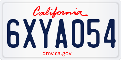 CA license plate 6XYA054