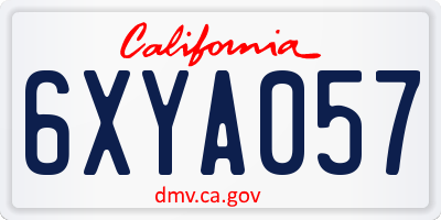 CA license plate 6XYA057