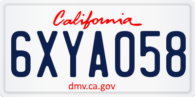 CA license plate 6XYA058