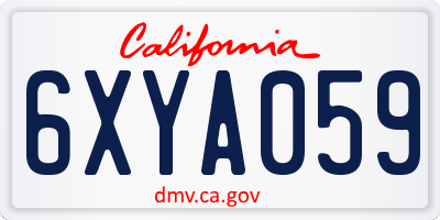 CA license plate 6XYA059