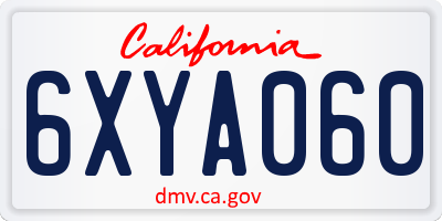 CA license plate 6XYA060
