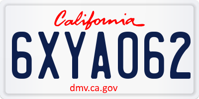 CA license plate 6XYA062