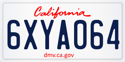 CA license plate 6XYA064