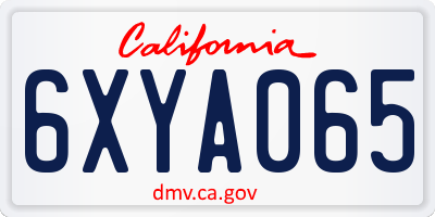 CA license plate 6XYA065
