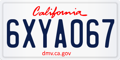 CA license plate 6XYA067