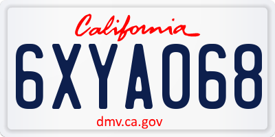 CA license plate 6XYA068