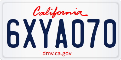 CA license plate 6XYA070