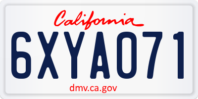 CA license plate 6XYA071