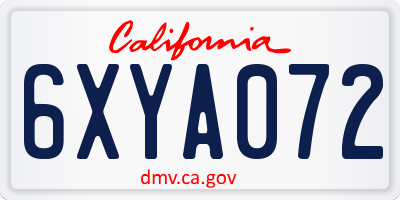 CA license plate 6XYA072
