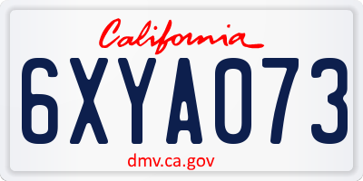 CA license plate 6XYA073
