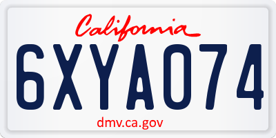 CA license plate 6XYA074