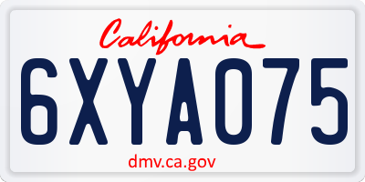 CA license plate 6XYA075