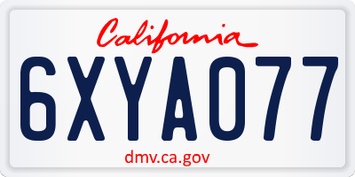CA license plate 6XYA077