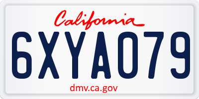 CA license plate 6XYA079