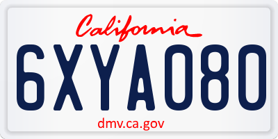 CA license plate 6XYA080