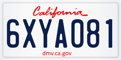 CA license plate 6XYA081