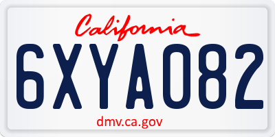 CA license plate 6XYA082