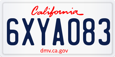 CA license plate 6XYA083