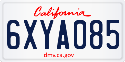 CA license plate 6XYA085
