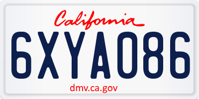CA license plate 6XYA086