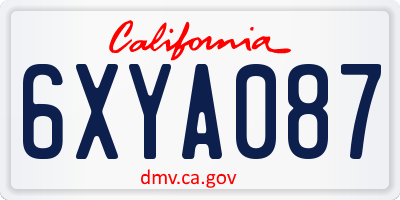 CA license plate 6XYA087