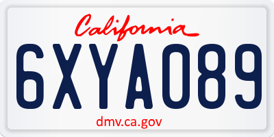 CA license plate 6XYA089