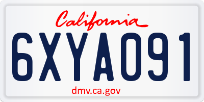 CA license plate 6XYA091